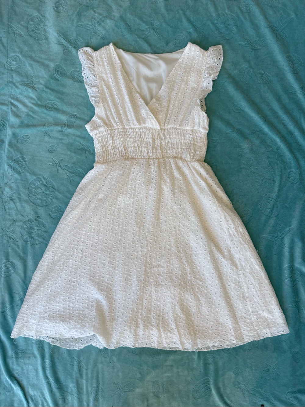 White Eyelet Summer Dress 100 percent Cotton